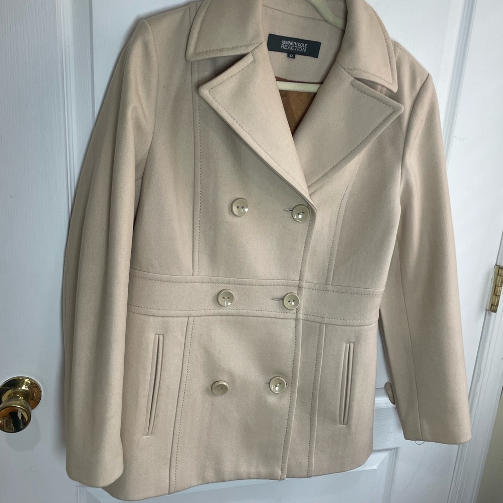 Kenneth Cole Beige Double-Breasted Women's Coat Sz 12